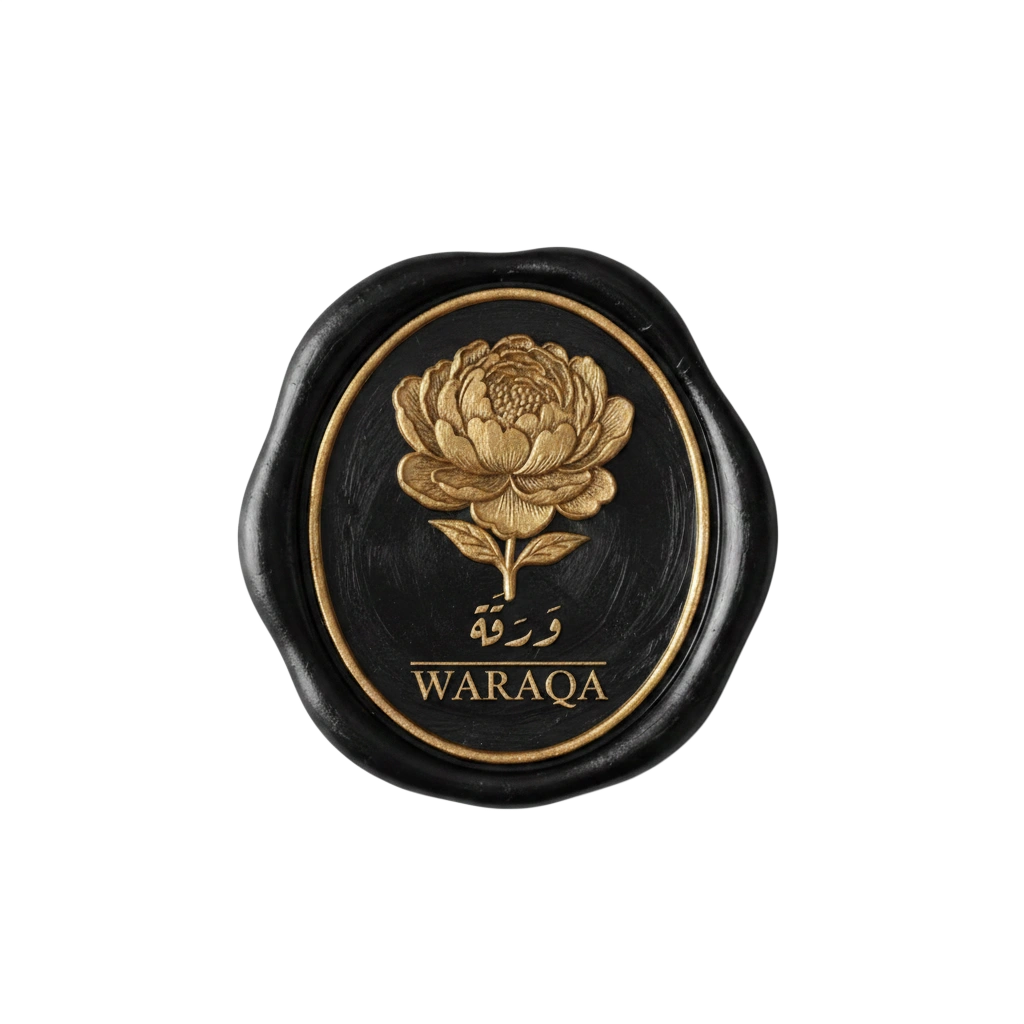 Onyx wax seal with a gold peony